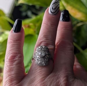 Antique Vintage Platinum Diamond Ring 5.5